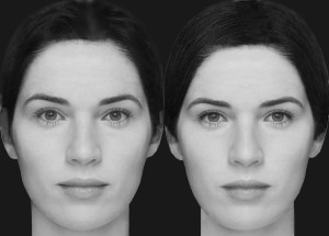 Two identical twins morphed with the female model